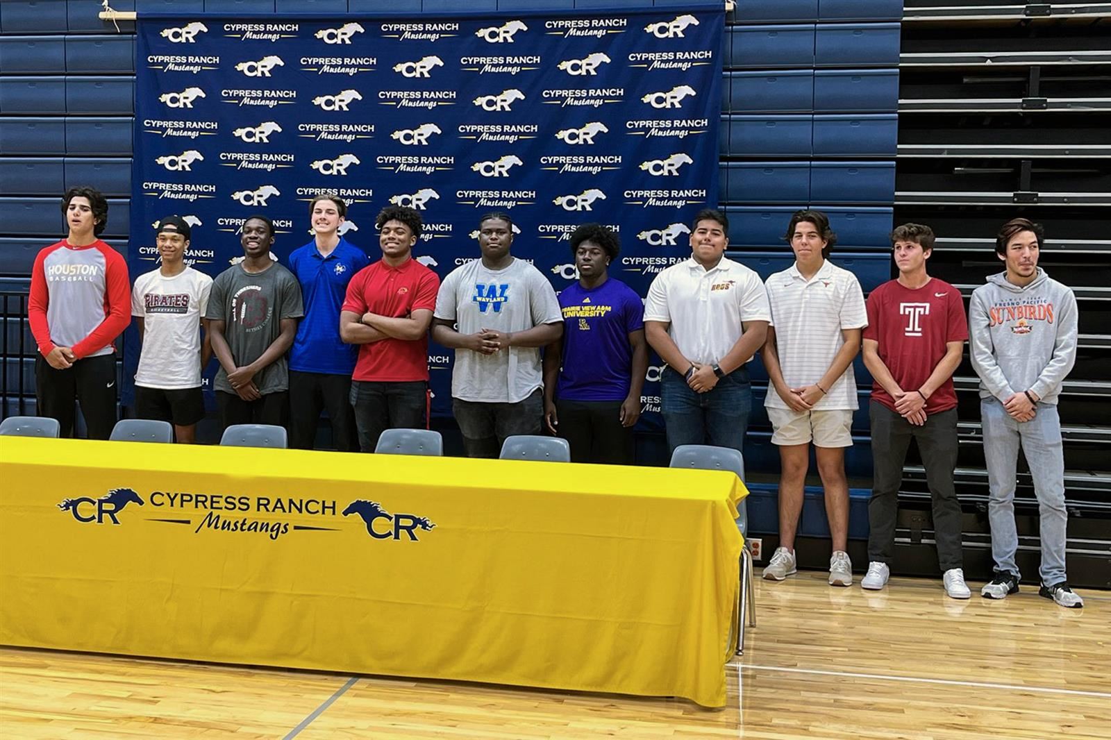 Eleven Cypress Ranch High School seniors were among more than 60 student-athletes across CFISD to sign letters of intent.